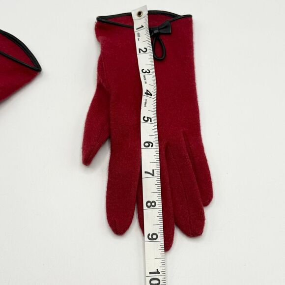 Dillard’s One Vintage Red Lambswool Cashmere Blend Driving Gloves Keyhole Bow - Picture 4 of 8